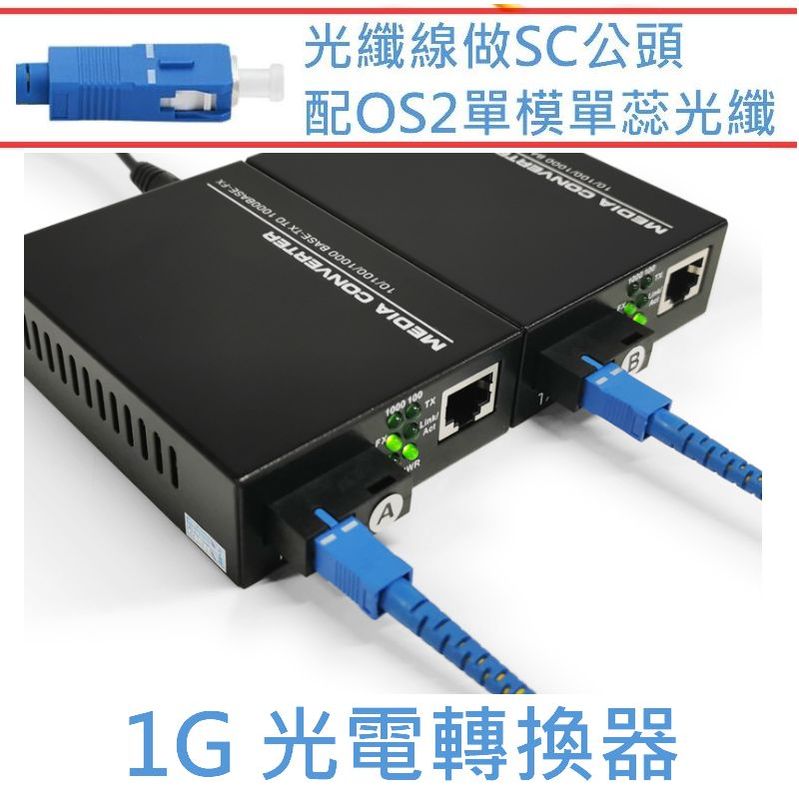 [中國白牌]一對 20KM 1G單模SC轉Gigabit RJ45 光纖收發器 光電轉換器 光纖網路 光纖轉換器