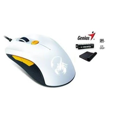 (特惠價) 附贈電競鼠墊 / Genius GX Gaming M6-600 電競光學有線滑鼠-白x橘側鍵