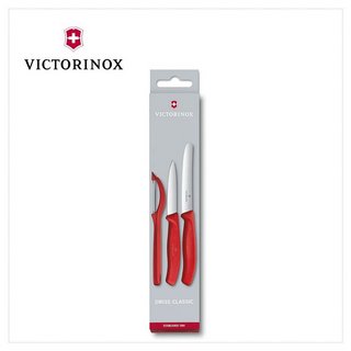VICTORINOX 瑞士維氏 餐刀組(直立式刨刀+蕃茄刀+平尖刀) 紅 6.7111.31