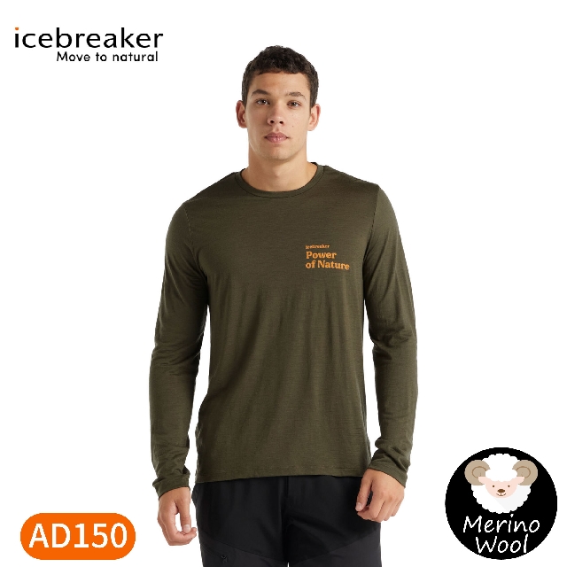 【Icebreaker 男 Tech Lite II圓領長袖上衣《橄欖綠》】0A59IQ/內層衣/薄長袖/內搭
