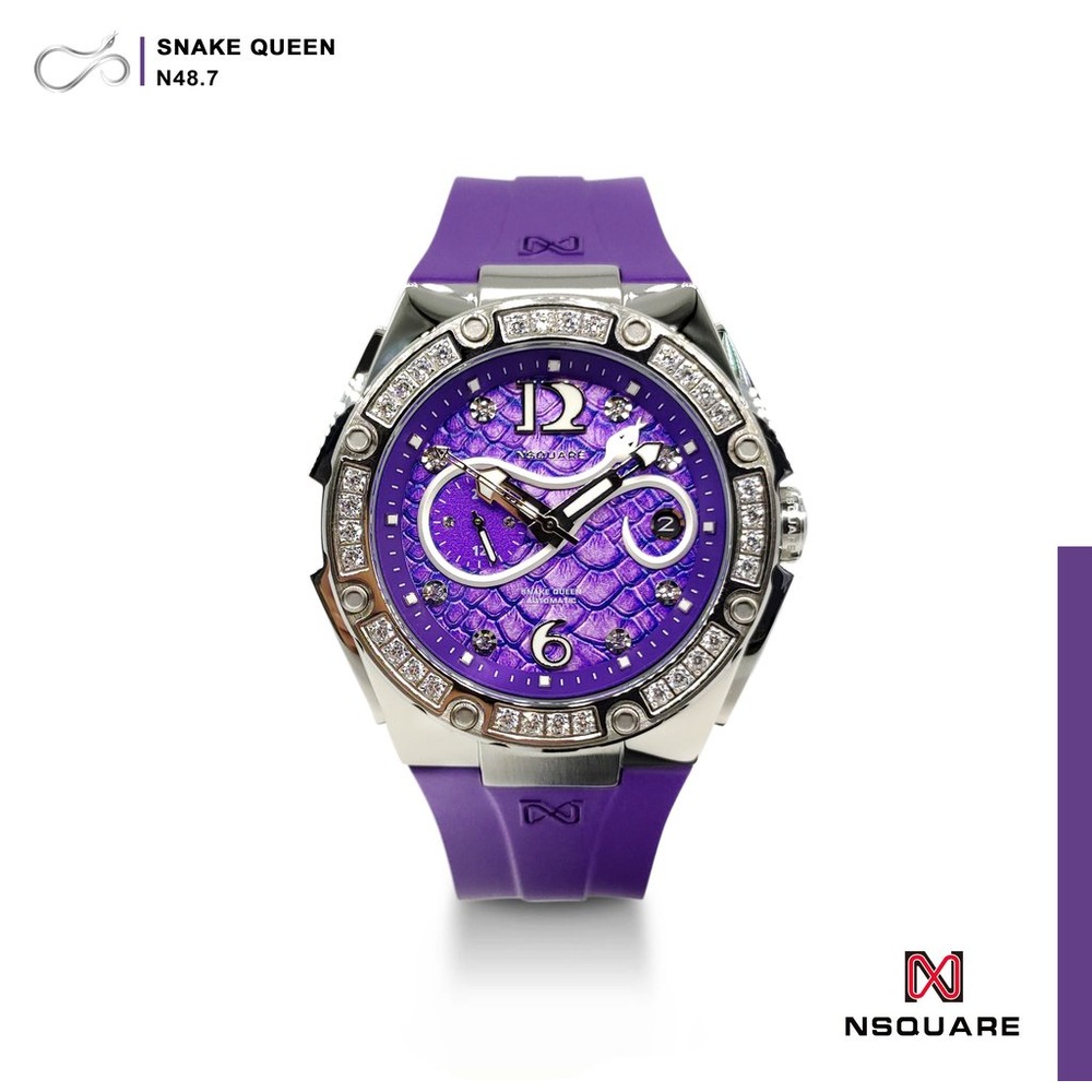 NSQUARE 蛇后機械錶_紫色奢華矽膠款(39mm)