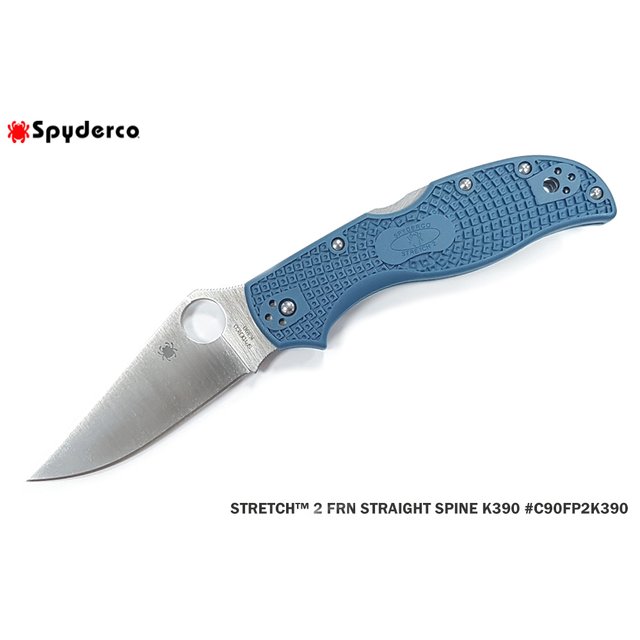 Spyderco STRETCH™ 2 藍柄 K390鋼 全刃折刀 - K390鋼 -#SPY C90FP2K390