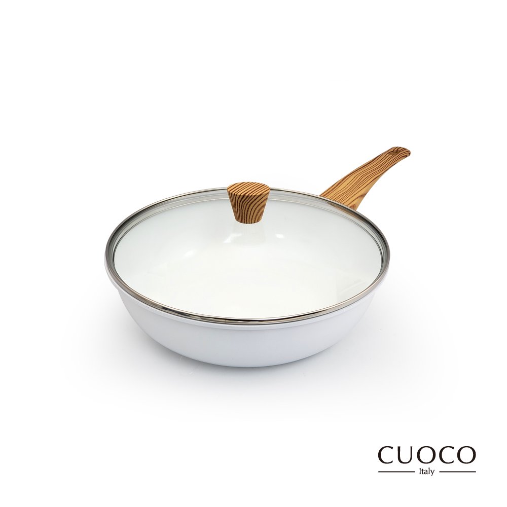 義大利CUOCO 28cm白色戀人陶瓷炒鍋