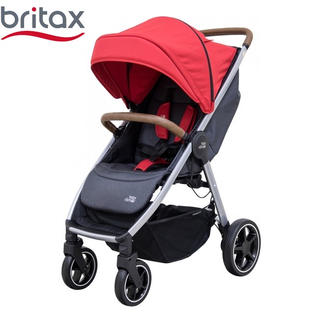 Britax Agile M 豪華四輪 嬰兒推車-熱情紅 (BX00386-04)【送 杯架+雨罩】