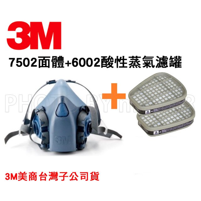 【米勒線上購物】3M 7502舒適矽膠雙罐式半面罩防毒面具 搭6002 酸性濾毒罐 7502*6002