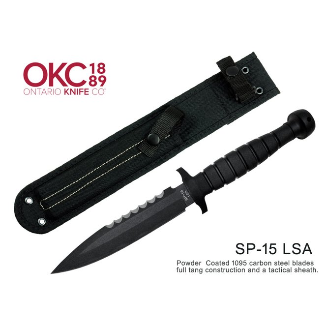 Ontario MK3 L.S.A 黑圓柄戰術背齒直刀(附尼龍刀鞘) -#ON SP15