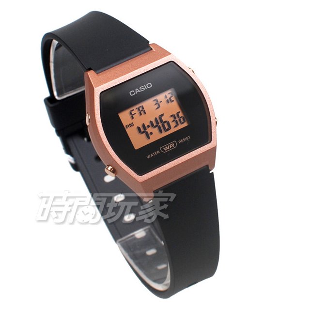 CASIO卡西歐 運動休閒風格設計 電子錶 LW-204-1A 橡膠錶帶 學生錶 LW-204-1ADF 黑x玫瑰金