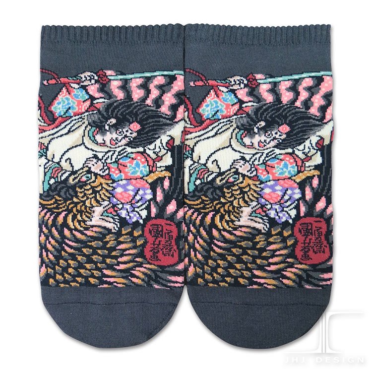 【JHJ DESIGN】大己貴命 開拓三神 浮世繪 版畫 日本襪子 襪子 綿襪 日本名畫 名畫襪 針織襪 藝術襪 船襪 隱形襪