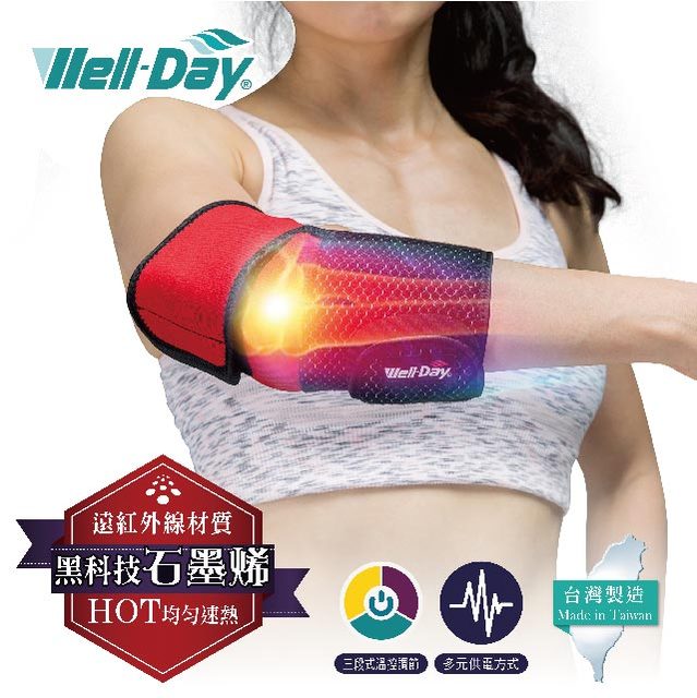 晶宴 WELL-DAY 動力式熱敷墊 石墨烯 溫控 熱敷 遠紅外線 WD-GH323 (護肘)
