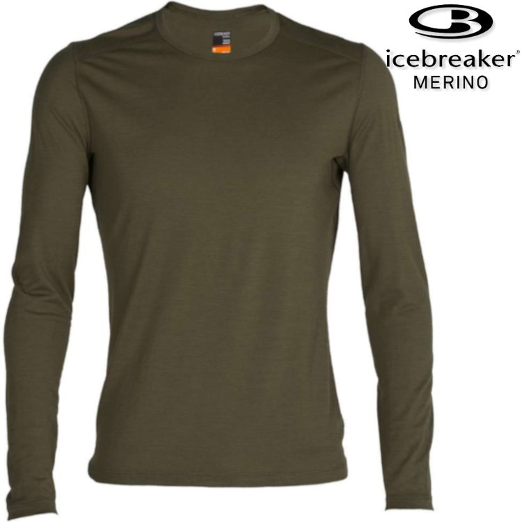Icebreaker Oasis BF200 男款 素色圓領長袖上衣/美麗諾羊毛排汗衣 104365 069 橄欖綠