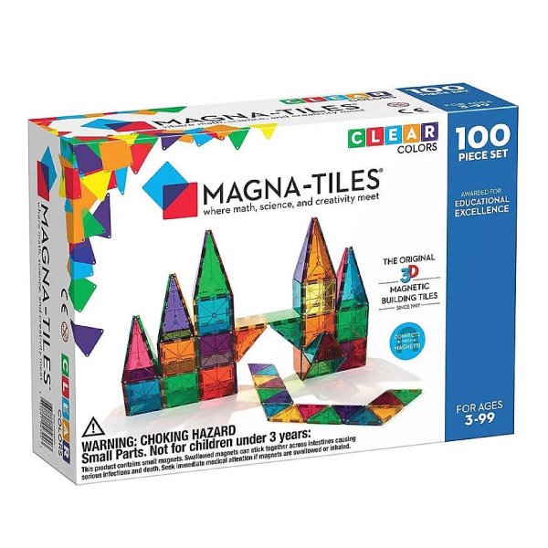 Magna-Tiles 彩色透光磁力積木100片|磁性積木