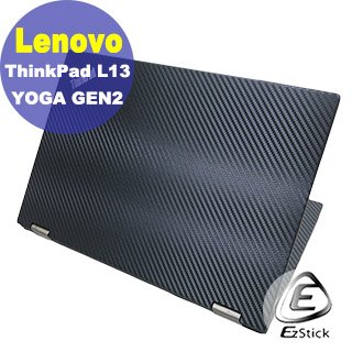 【Ezstick】Lenovo ThinkPad L13 YOGA Gen2 專用 黑色卡夢膜機身貼 DIY包膜
