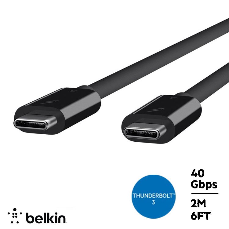 【BELKIN貝爾金】USB-C轉USB-C高速傳輸線(Thunderbolt3)(2M)充電線40Gbps 台灣代理商