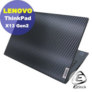 【Ezstick】Lenovo ThinkPad X13 Gen2 專用 黑色卡夢膜機身貼 DIY包膜