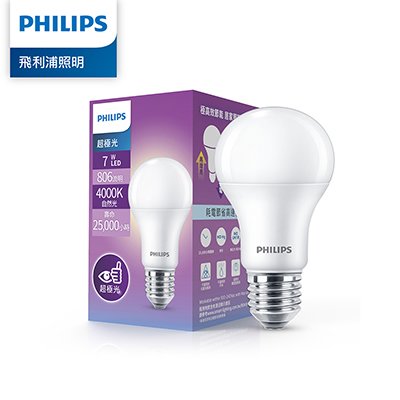 Philips 飛利浦 超極光 7W LED燈泡-白色4000K-12入 (PL002-12)