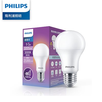 Philips 飛利浦 超極光 9W LED燈泡-燈泡色3000K 12入(PL004-12)
