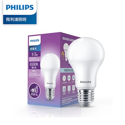 Philips 飛利浦 超極光 9W LED燈泡-晝光色6500K 12入 (PL006-12)