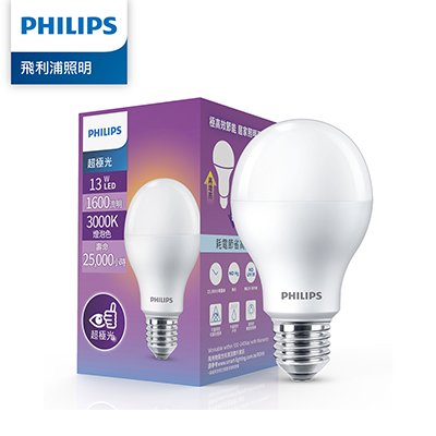 Philips 飛利浦 超極光 13W LED燈泡-燈泡色3000K 12入 (PL010-12)