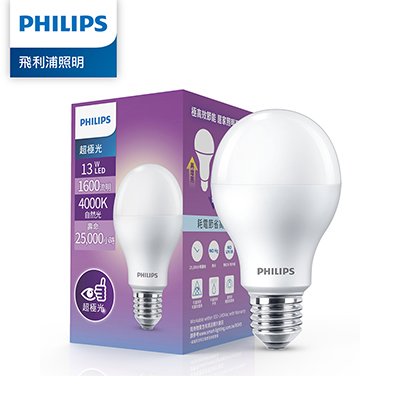 Philips 飛利浦 超極光 13W LED燈泡-白色4000K 4入 (PL011-4)