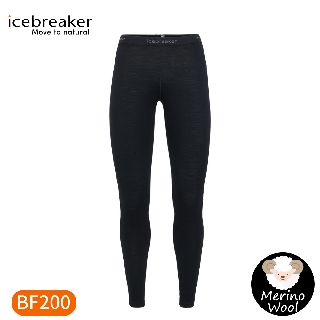 【Icebreaker 女 Oasis 保暖貼身長褲BF200《黑》】104383/內搭褲/內層褲/保暖長褲