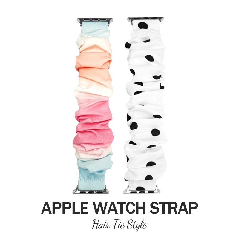 蘋果髮圈錶帶 Apple Watch Series1/2/3/4/5/6/7/8/SE 38/40/42/44/41/45mm 手錶替換錶帶 大腸圈彈力拉伸 造型款錶帶 彩點系列
