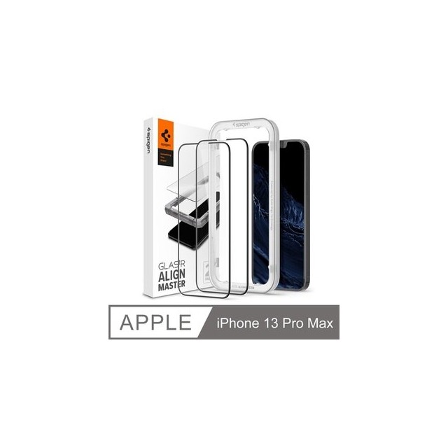 【愛瘋潮】Spigen iPhone 13 Pro Max (6.7吋) Align Master 玻璃保護貼(黑x2)