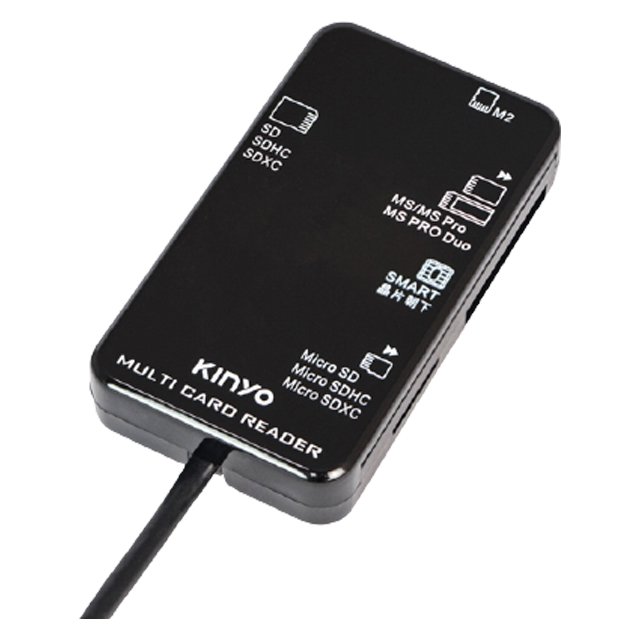 KINYO 耐嘉 KCR-6250 USB 2.0 有線多合一晶片 讀卡機 15CM線長