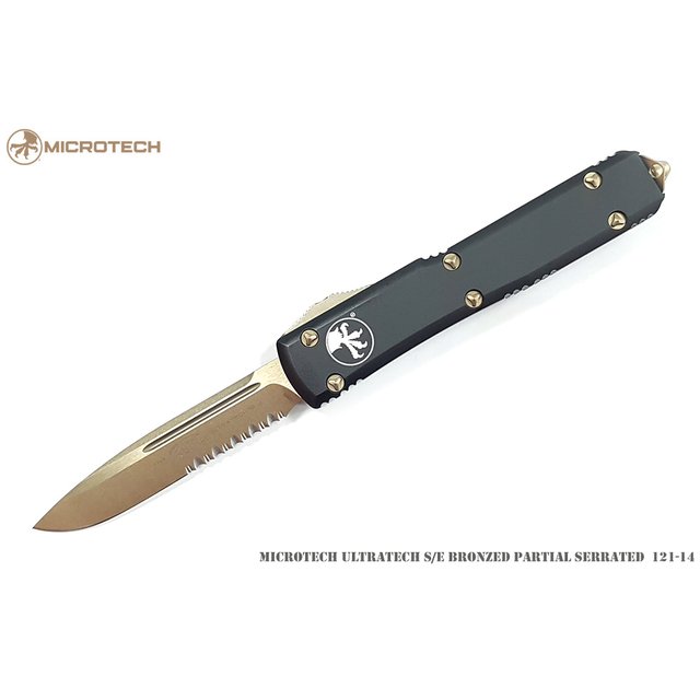 Microtech Ultratech S/E 黑鋁柄青銅色半齒彈簧刀 -#MT 121-14