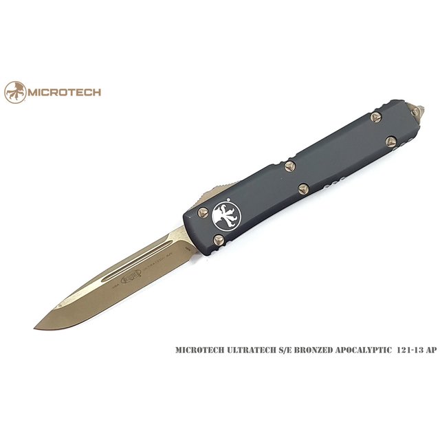 Microtech Ultratech S/E 黑鋁柄青銅青銅末日石洗彈簧刀 - #121-13AP
