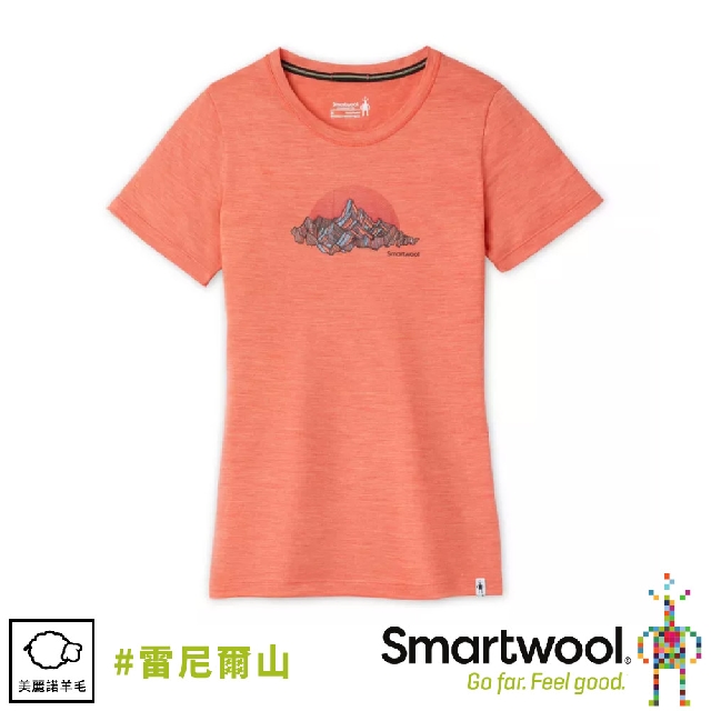 【SmartWool 美國 女 Merino Sport 150 塗鴉短袖T恤《雷尼爾山/珊瑚粉》】SW011508/短T