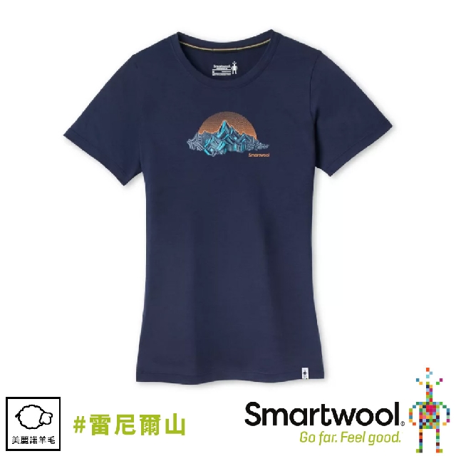 【SmartWool 美國 女 Merino Sport 150 塗鴉短袖T恤《雷尼爾山深海軍藍》】SW011508/短T