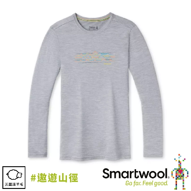 【SmartWool 美國 男 Merino Sport 150 塗鴉長袖T恤 《遨遊山徑/淺灰色》】SW011535/保暖長袖