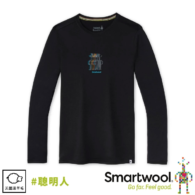 【SmartWool 美國 男 Merino Sport 150 塗鴉長袖T恤《聰明人/黑色》】SW011536/保暖長袖