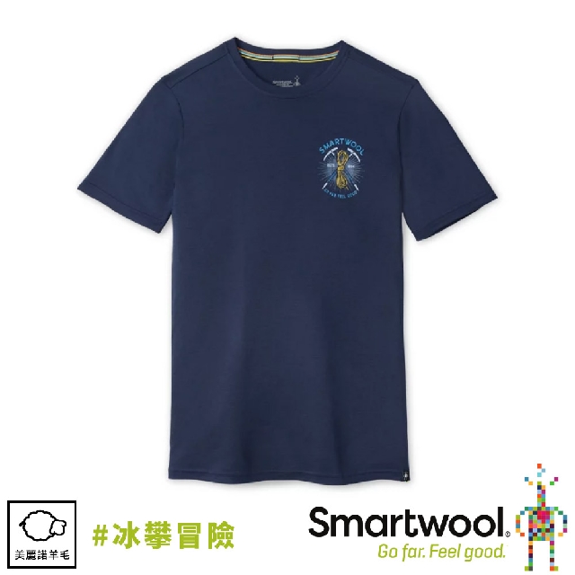 【SmartWool 美國 男 Merino Sport 150 塗鴉短袖T恤 《冰攀冒險/深海軍藍》】SW011532/短T