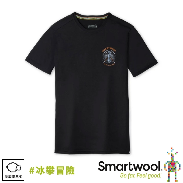 【SmartWool 美國 男 Merino Sport 150 塗鴉短袖T恤 《冰攀冒險/黑色》】SW011532/短T