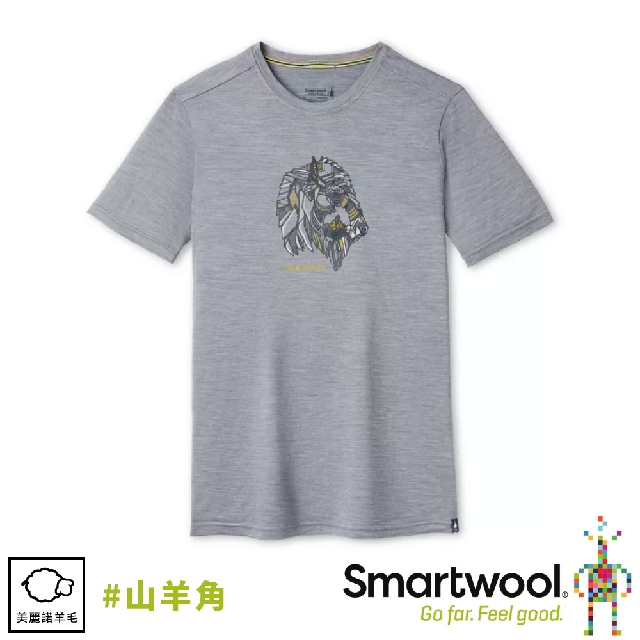 【SmartWool 美國 男 Merino Sport 150 塗鴉短袖T恤《山羊角/淺灰色》】SW011531/短T