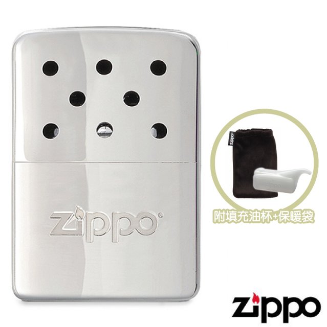 【美國 Zippo】世界經典品牌 6hr Hand Warmer 暖手爐/懷爐.暖爐(小).附填充油杯+保溫束口袋/體積小巧.可重複使用/40451 銀