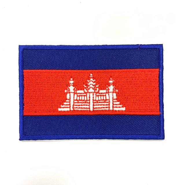 柬埔寨 國旗刺繡貼布 電繡貼 背膠補丁 外套電繡刺繡徽章 胸章 立體繡貼 裝飾貼 繡片貼 燙布貼紙