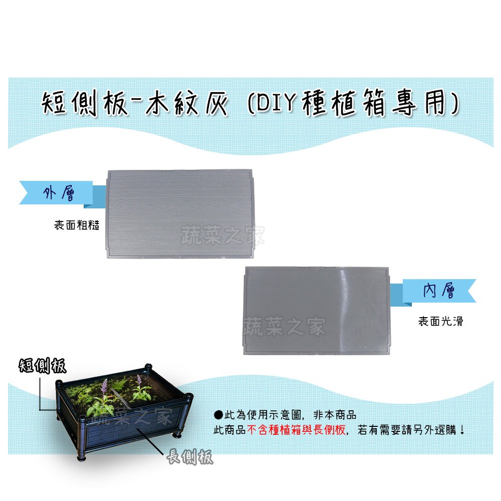 【蔬菜之家005-A16-4】短側板-木紋灰 (DIY種植箱專用)