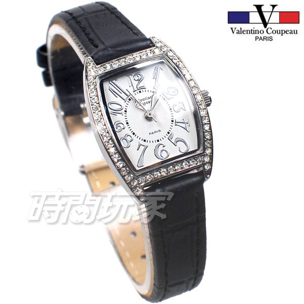 valentino coupeau范倫鐵諾 酒樽型 典藏時刻 鑲鑽 不銹鋼錶框 女錶 白色 防水手錶 V12181C白小