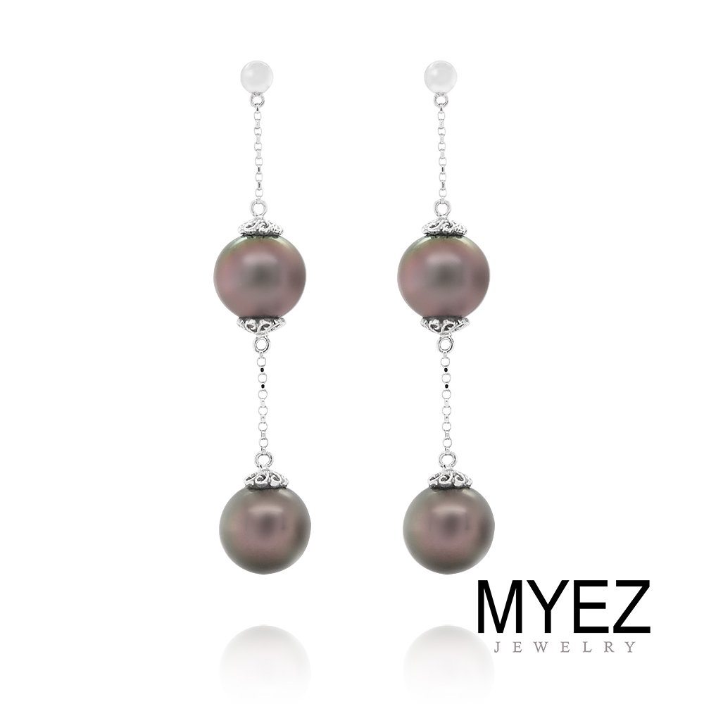 MYEZ 天然南洋黑珍珠14K金耳環耳釘 設計師推薦款 綺麗