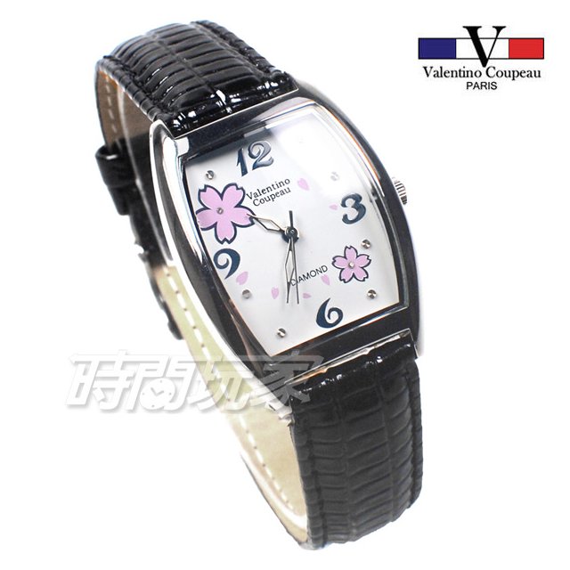 valentino coupeau范倫鐵諾 酒樽型 浪漫櫻花時刻 不銹鋼錶框 女錶 白色 防水手錶 V61199黑