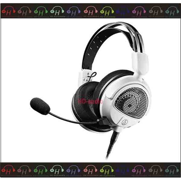 現貨!弘達影音多媒體 Audio-technica 鐵三角 ATH-GDL3 開放式耳罩式耳機 遊戲專用耳機麥克風組白色