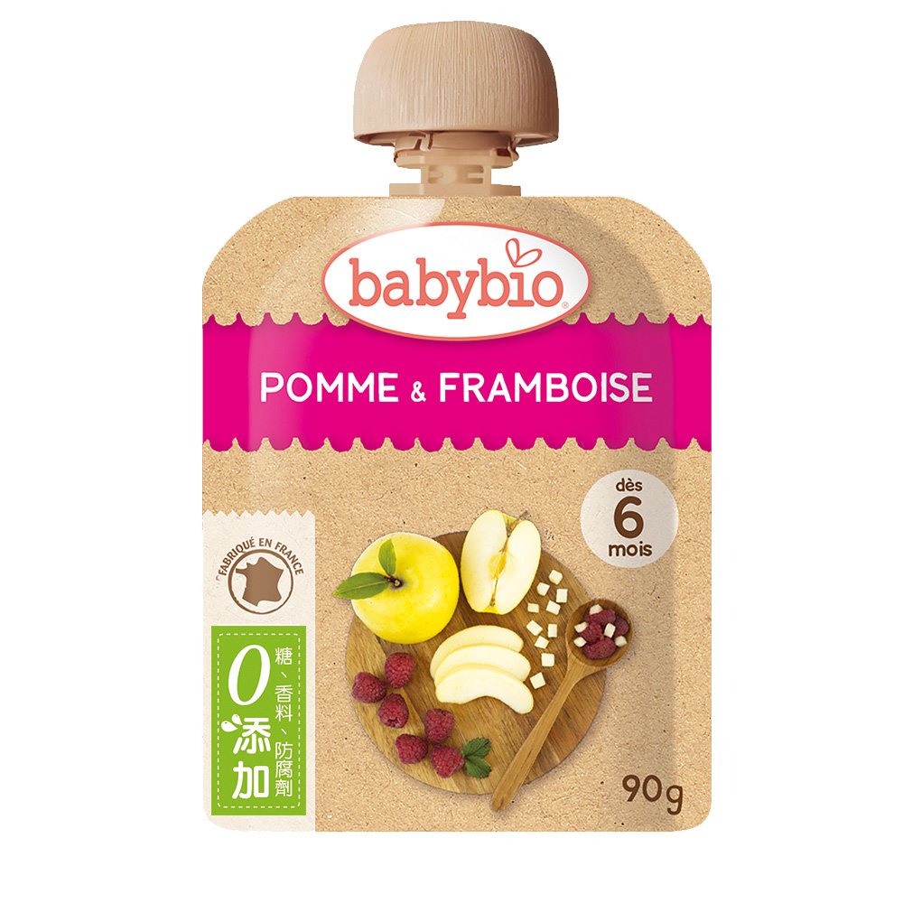 寶寶果泥 寶寶副食品 法國Babybio 生機蘋果覆盆莓纖果泥