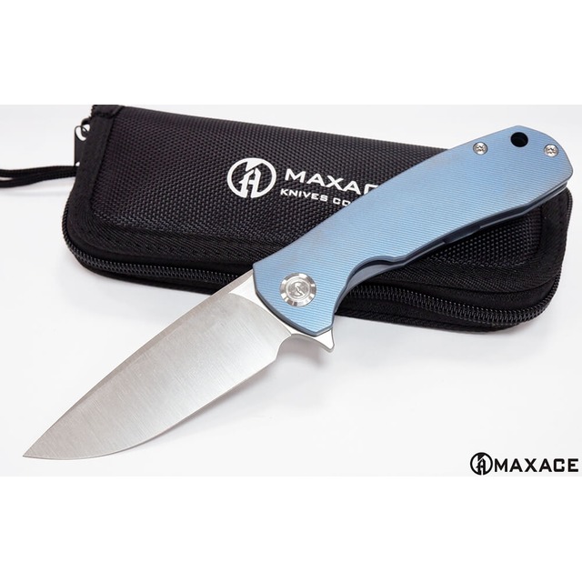 Maxace 平衡2021藍鈦噴砂柄緞面M390鋼FLIPPER折刀 -#MAXACE MBL102