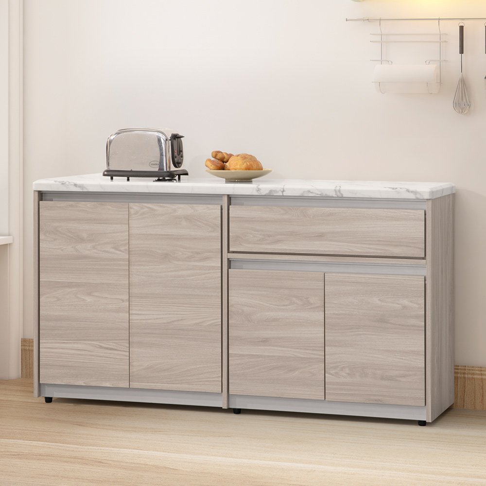 Homelike 瑪絲仿石紋5尺餐櫃-免組裝 收納櫃 廚房置物櫃