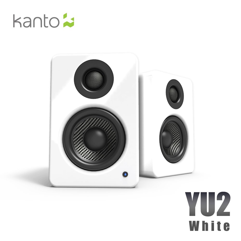 HowHear代理【Kanto YU2 立體聲書架喇叭-白色款】3.5mm立體聲/USB輸入/內附變壓器/可接重低音喇叭