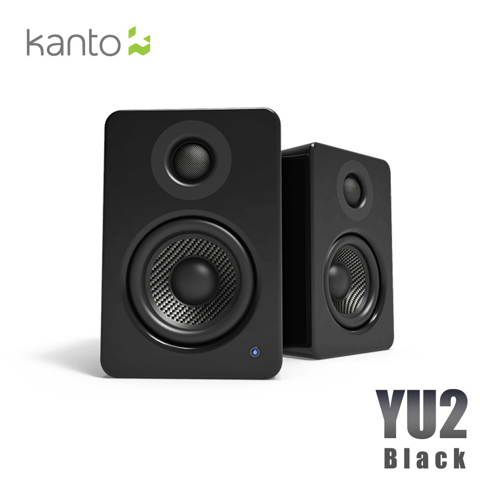 HowHear代理【Kanto YU2 立體聲書架喇叭-黑色款】3.5mm立體聲/USB輸入/內附變壓器/可接重低音喇叭