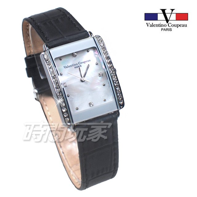 valentino coupeau范倫鐵諾 典藏時刻 鑲鑽 簡約 方型錶 不銹鋼錶框 女錶 白色 防水 V12209B白
