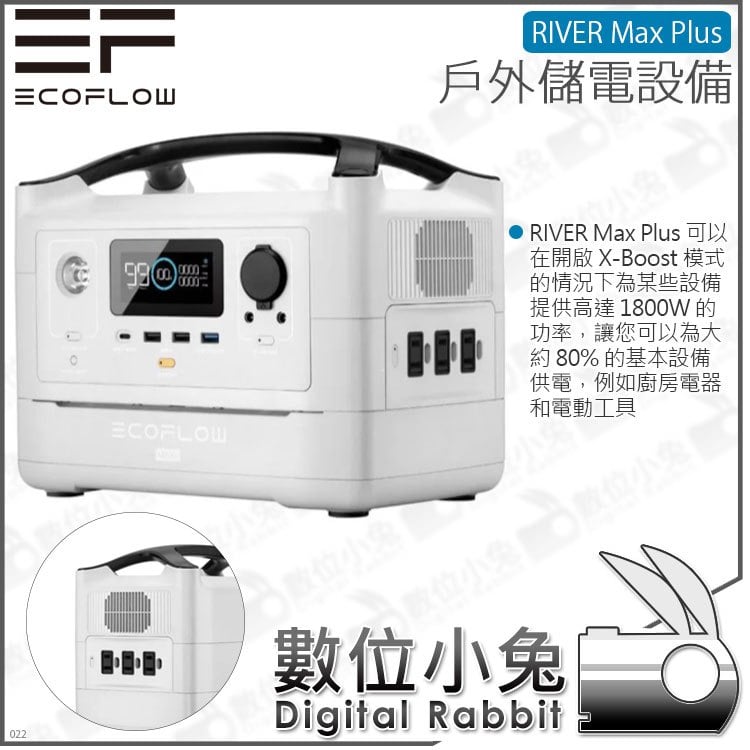 數位小兔【EcoFlow River Max Plus 戶外儲電設備】戶外電源行動電源棚